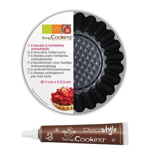 6 moules tartelettes Ø 11 cm + 1 Stylo chocolat offert - ScrapCooking