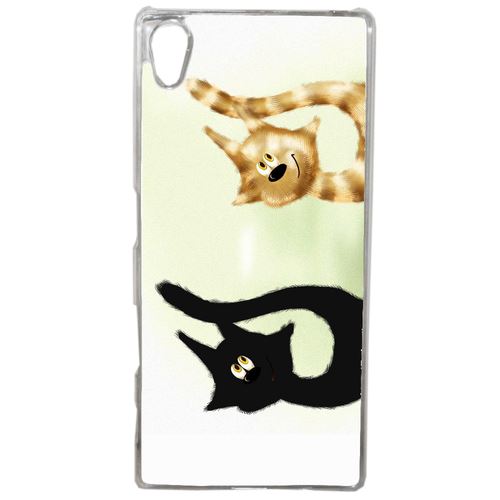 Coque Dessin Chat Noir Et Chat Roux Compatible Sony Xperia Z4 Transparent