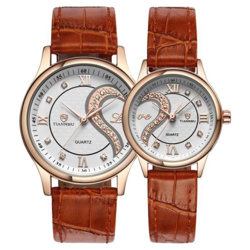 Générique 1 Paire Tiannbu Ultrathin Couple Mode Romantique En Cuir Montres Gd - Image 1