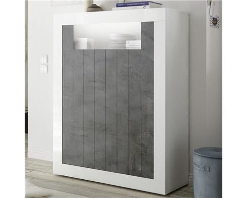 Buffet haut moderne blanc et gris foncé MABEL 6