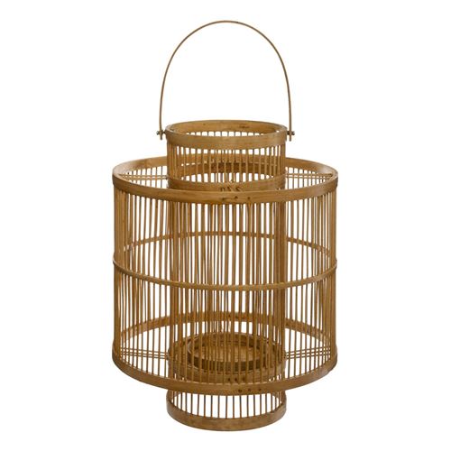 Lanterne en rotin ethnique Finya - H. 28 cm - Beige