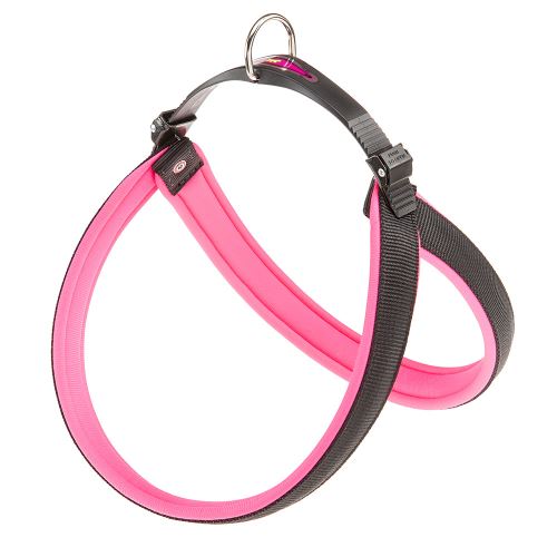 Ferplast Harnais ergonomique pour chiens AGILA FLUO 9, ajustement parfait, fermeture à double micro-régulation, rembourrage souple, A=B 77÷85 cm 25 mm Fuchsia