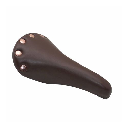 Selle ddk route vintage colori marron avec rivets rail acier 263x148mm
