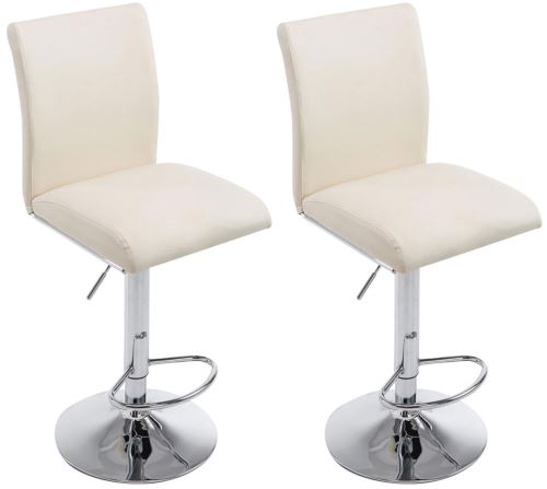 CLP Lot de 2 tabourets de bar Köln similicuir , Crème