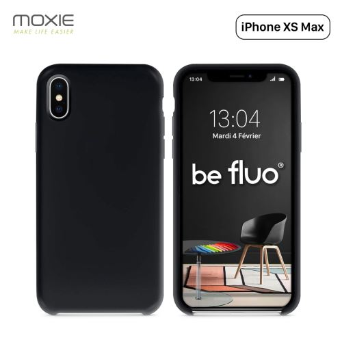 Coque iPhone XS Max Moxie BeFluo® Coque Silicone Liquide Fine et Légère, Anti-chocs et Anti-rayures - Noir