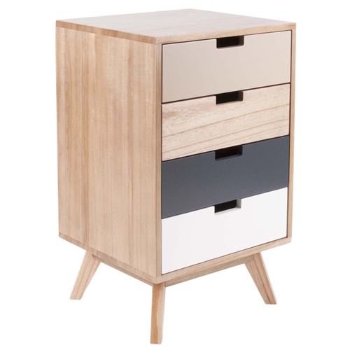 Leitmotiv - Chiffonier en bois de paulownia 4 tiroirs Snap