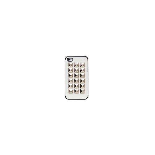 Coque Fashion blanche cloute argente iPhone 4/4S