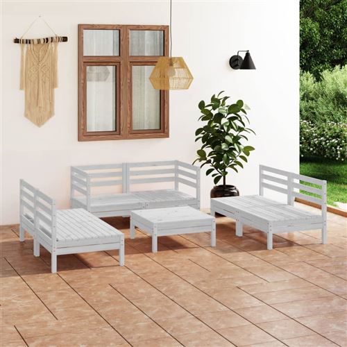 Non Communiqué Blanc Vidaxl 7-Delige Loungeset Massief Grenenhout Wit3082558