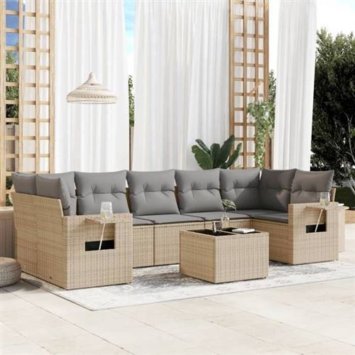 Non Communiqué Beige Salon De Jardin Modulable Vidaxl Rotin 8 Pieces X 62 X 69 7 Personnes