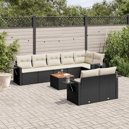 Non Communiqué Noir Vidaxl Salon De Jardin Avec Coussins 9 Pcs, Canapés De Terrasse, Ensemble De Meubles De Patio, Mobilier D'extérieur, 3256980
