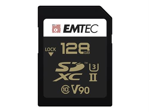 EMTEC V90 Ultra Pro - Carte mémoire flash - 128 Go - Video Class V90 / UHS-II U3 - SDXC UHS-II