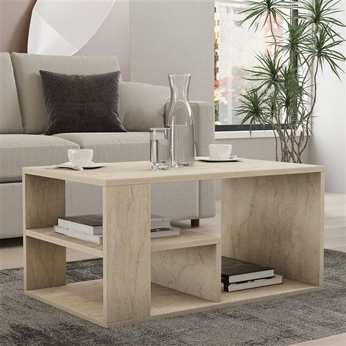 Maison et Styles - Table basse - Style contemporain - Décor travertin - 80x40x50 cm - Image 3