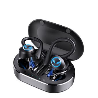 Ecouteurs sans fil Bluetooth Q25 Noir avec crochets d'oreille pour la course, la marche, l'entraînement - 1