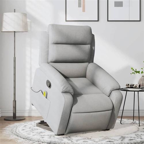 Vidaxl Gris/Clair Fauteuil De Massage Inclinable - Tissu - Image 3