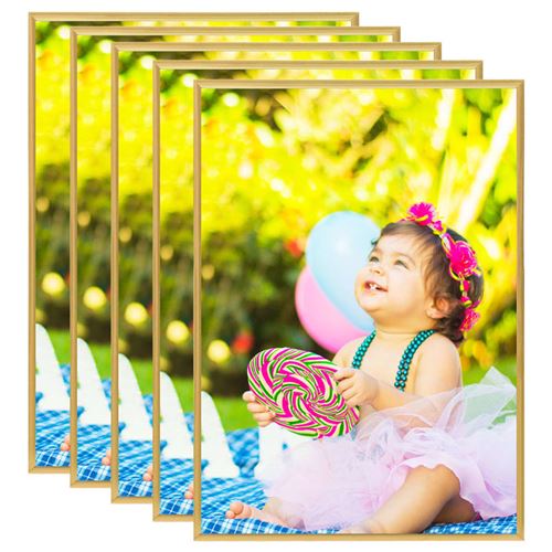 vidaXL Collage de cadres photo 5 pcs de mur table Doré 29,7x42 cm MDF