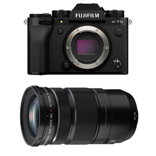 FUJIFILM  Hybride X-T5 NOIR + Objectif Fujinon XF 18-120mm F4 LM PZ WR Garanti 3 ans