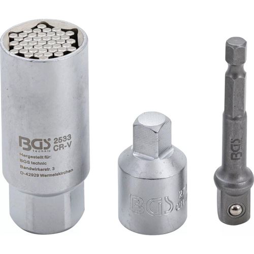 Non Communiqué Douille Universelle 3/8 (9-21 Mm) Avec Jeu D'adaptateurs 1/2 1/4 - Bgs Technic