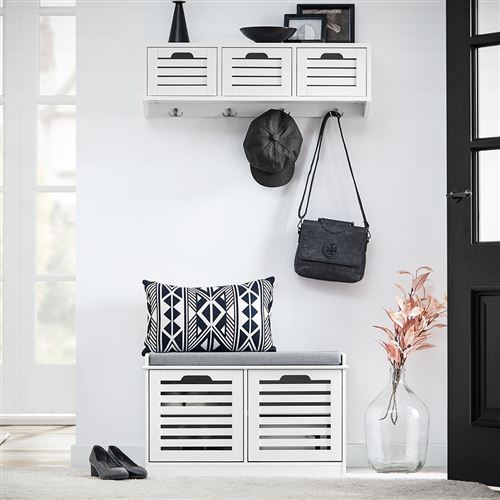 Non Communiqué Blanc Sobuy Fsr23-Ii-W Banc À Chaussures, Banc De Rangement À Chaussures, Meuble À Chaussures, Meuble Bas Entrée Avec Coussin Rembourré