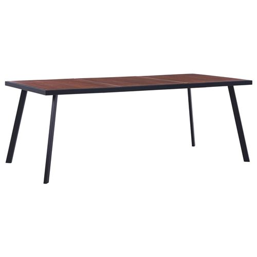 vidaXL Table de salle à manger Bois foncé et noir 200x100x75 cm MDF