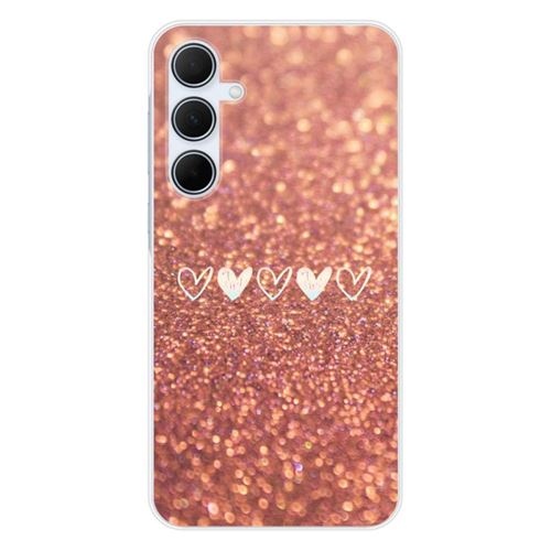 Coque en silicone imprimée compatible Samsung Galaxy A35 5G Paillettes coeur