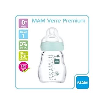 MAM Biberons En Verre Feel Good – Lot De 2 (170 Ml + 260 Ml) – Dès La Naissance – Tétine SkinSoft Ultra Douce – Bleu