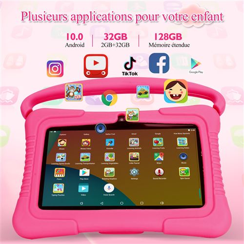 Tablette Enfants 7 Pouces Android 10 - 2Go+32Go - Contrôle Parental - Avec Coque De Protection Bleue