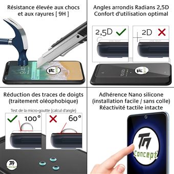 Protection d'écran pour smartphone TM Concept Verre trempé pour Samsung  Galaxy S23 - Noir -®