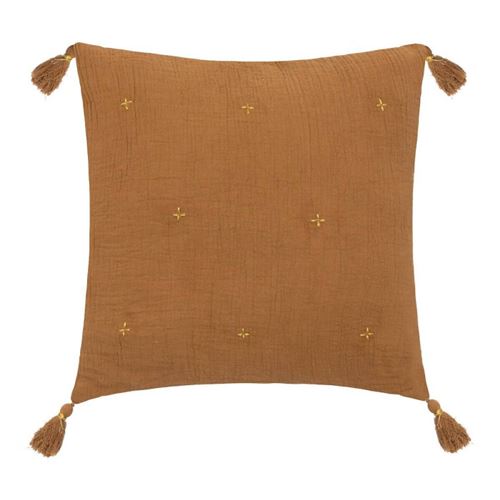 Atmosphera Créateur D'intérieur - Coussin Déco À Pompons "Millo" 40X40cm Cannelle - Image 2