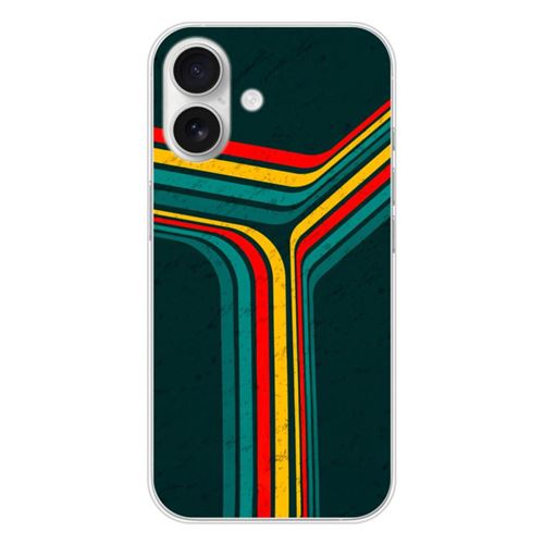 Coque en silicone imprimée compatible Apple iPhone 16 Retro lines
