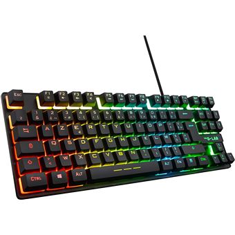 THE G-LAB Keyz CAESIUM TKL Clavier Gamer TKL 87 Touches Filaire USB AZERTY Français, Rétro-Éclairage LED Multicolore - Clavier Gaming Compact sans Pavé Numérique pour PC/PS4/PS5/Xbox - NOUVEAU 2022