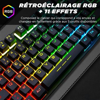 THE G-LAB Keyz CAESIUM TKL Clavier Gamer TKL 87 Touches Filaire USB AZERTY Français, Rétro-Éclairage LED Multicolore - Clavier Gaming Compact sans Pavé Numérique pour PC/PS4/PS5/Xbox - NOUVEAU 2022