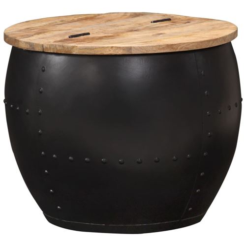 Non Communiqué Brun Vidaxl Salontafel Rond 53X43 Cm Massief Mangohout 287484