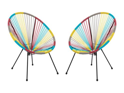 Lot de 2 fauteuils de jardin en fils de résine tressés - Multicolore - ALIOS III de MYLIA