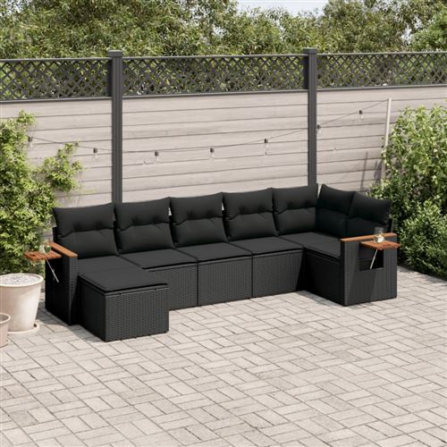 Vidaxl 7-Delige Loungeset Met Kussens Poly Rattan Zwart3259430 - Image 2