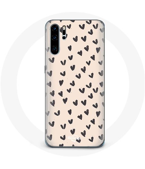 Coque pour Huawei P30 Fond de texture abstraite coeurs noirs Maniacase