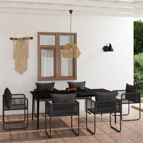 Non Communiqué Noir Vidaxl Ensemble De Salle À Manger De Jardin 7 Pcs