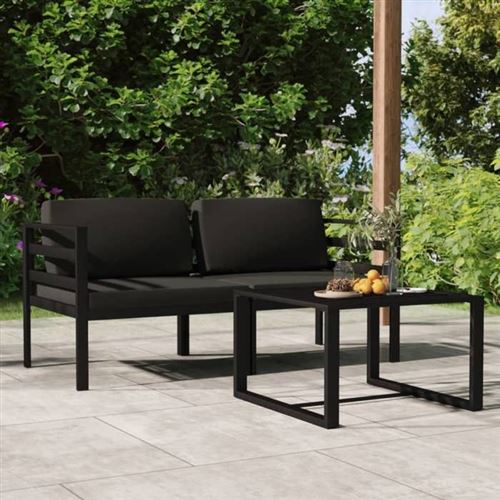 Salon de jardin 3 pcs avec coussins Aluminium Anthracite Vidaxl n/a
