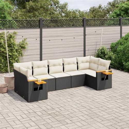 Non Communiqué Noir Salon De Jardin Modulable Vidaxl Rotin 7 Personnes 7 Pieces