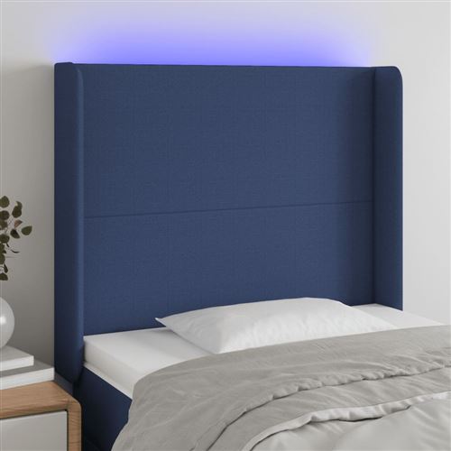 Vidaxl Testiera A Led Blu 83x16x118/128 Cm In Tessuto