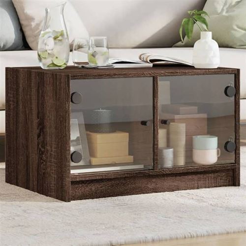 Vidaxl Marron Table Basse Avec Portes En Verre - Chêne 68X50x42 Cm - Image 2