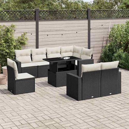 Non Communiqué Noir Salon De Jardin Modulable Vidaxl 8 Personnes 9 Pieces 62 X 62 X 69 Cm Resine Tressee