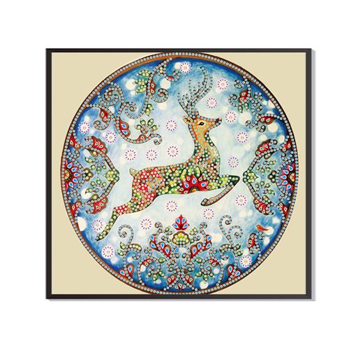 Peinture au diamant DIY 5D ZY715 - Cerf de Noël (30x30CM)