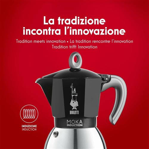 Cafetière italienne Moka induction 4 tasses noir - Bialetti - Noir -  Aluminium - Cafetière à la Fnac