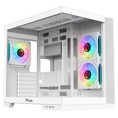 Non Communiqué Blanc Itek Nom : Boitier Moyen Tour Atx Dark Cave Ds Rgb Avec Panneaux Vitrés (Blanc)
