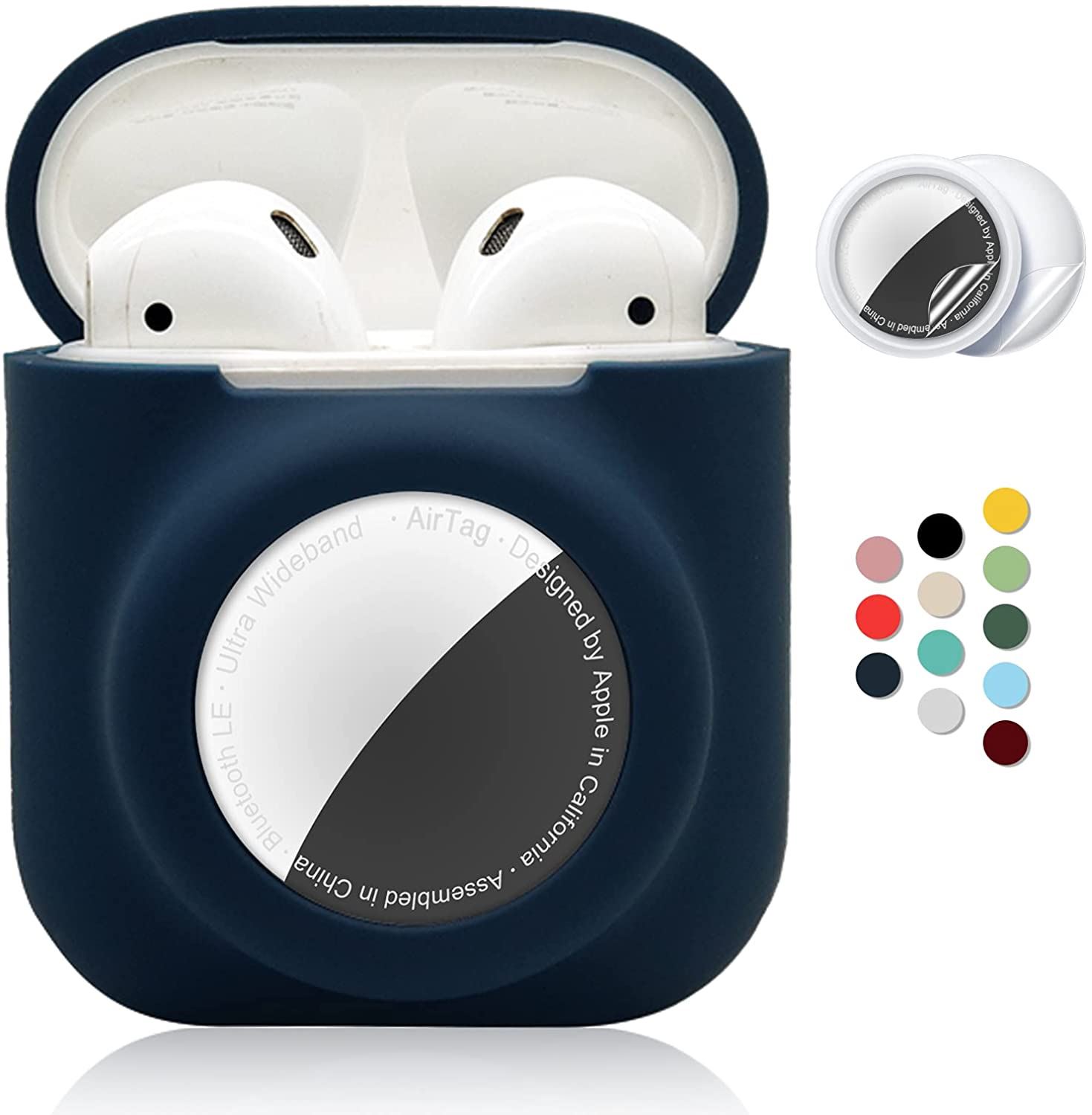 Étui Silicone Bandit Pour AirTag Bleu Marine - Protection Durable Pour Collier Animal