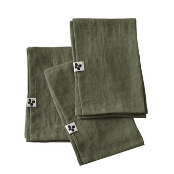 Lot de 3 Serviettes 40x40cm Lin Lavé Coloris Thym - MARGAUX - ALTOBUY - 1