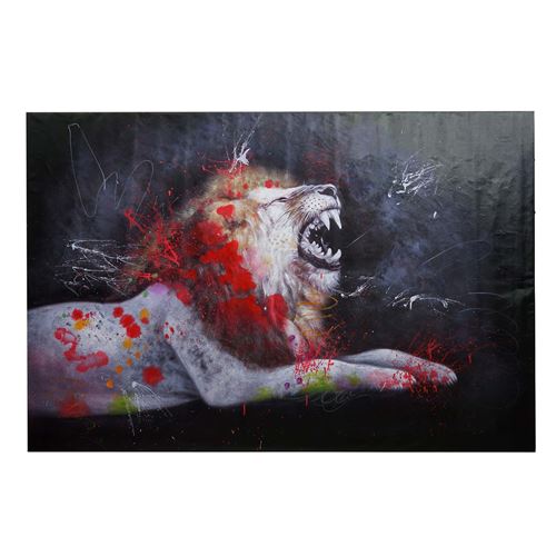 Mendler Peinture À L'huile Lion Hwc-H25, Peinture Sur Toile Xl, Peinte À La Main 120X80cm - Image 3