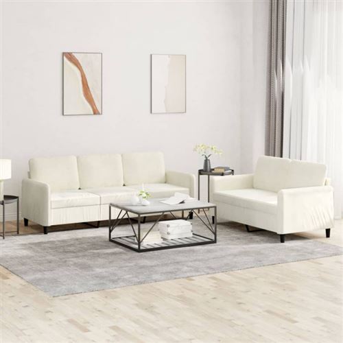 Non Communiqué Multicolore Ensemble De Canapés 2 Pcs Crème Velours
