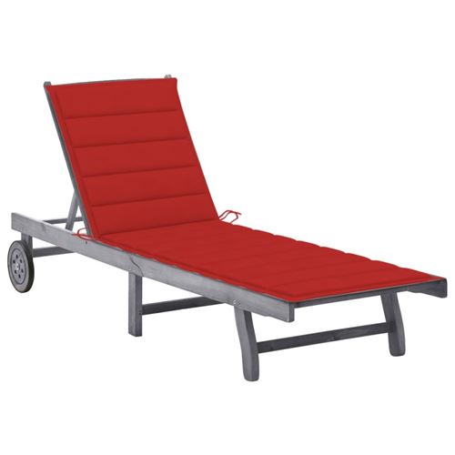 Non Communiqué Gris Chaise Longue Vidaxl L. 200 Cm H. 30 Cm En Acacia Non Pliable