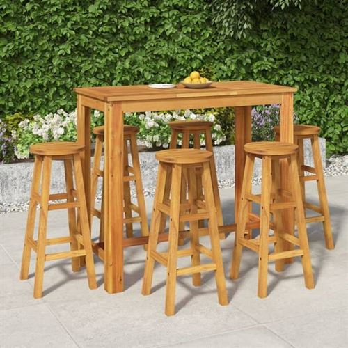 Vidaxl Ensemble De Salle &Agrave; Manger De Jardin 7 Pcs Bois D'acacia Solide